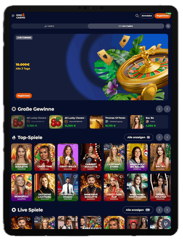 nine casino mobile